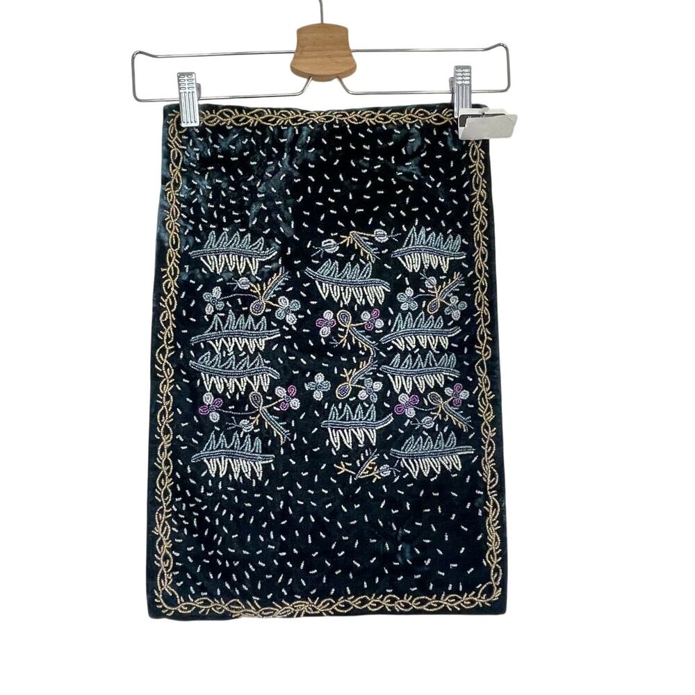 MANGAL EXPORTS dark green beaded India throw pillow decorative sham